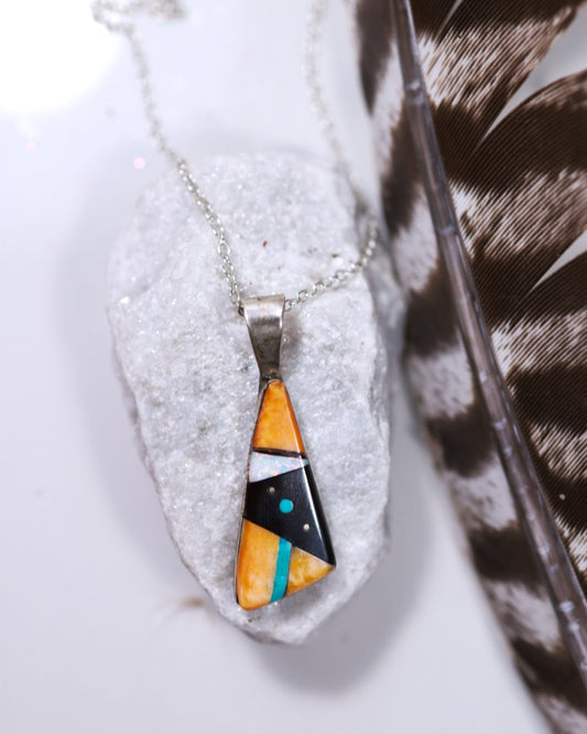 Zuni Inlay Pendant - Smokin' Blues Turquoise