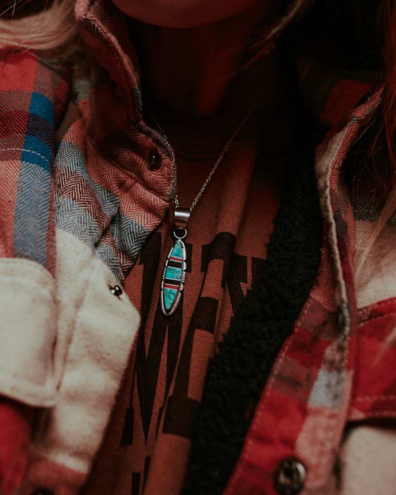 Turquoise Inlay Pendant - Smokin' Blues Turquoise