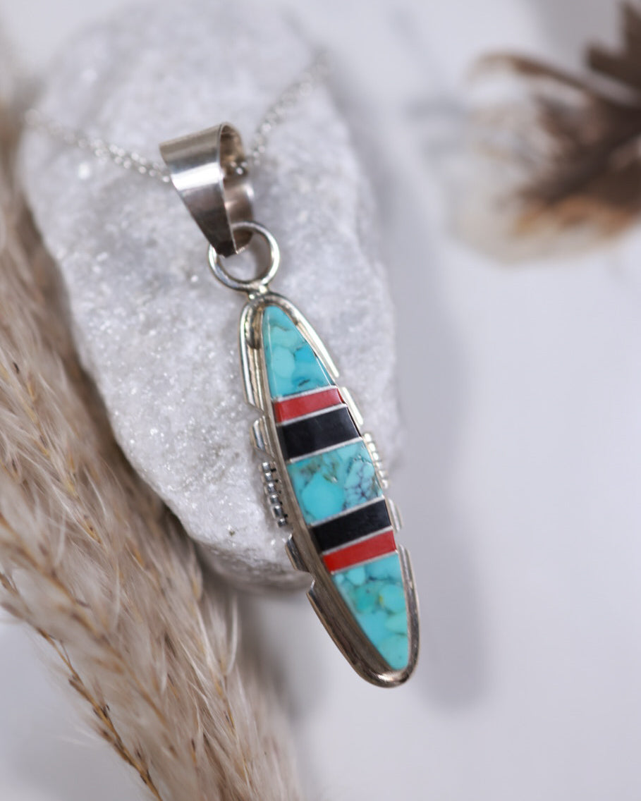 Turquoise Inlay Pendant - Smokin' Blues Turquoise