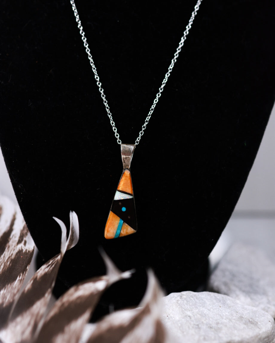 Zuni Inlay Pendant - Smokin' Blues Turquoise