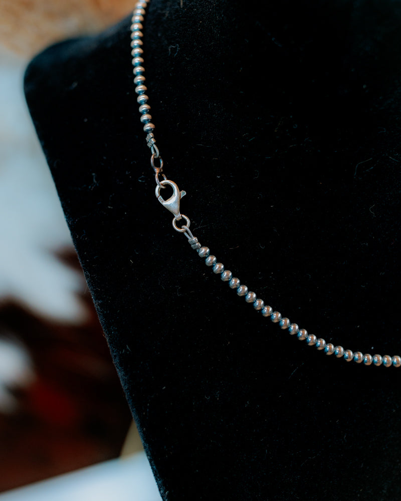 Navajo Pearl Necklace - 3MM 14" - Smokin' Blues Turquoise
