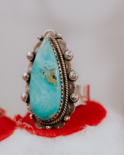 Turquoise Ring Adjustable - Smokin' Blues Turquoise