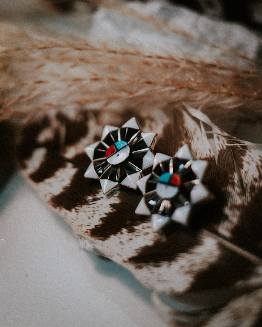 Zuni Earrings - Smokin' Blues Turquoise