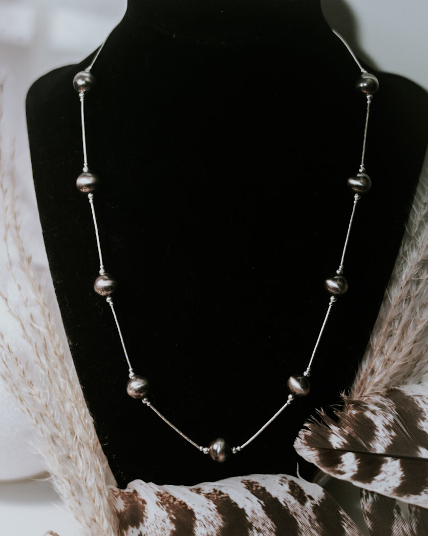 Navajo Pearl Necklace - 20” 10MM - Smokin' Blues Turquoise
