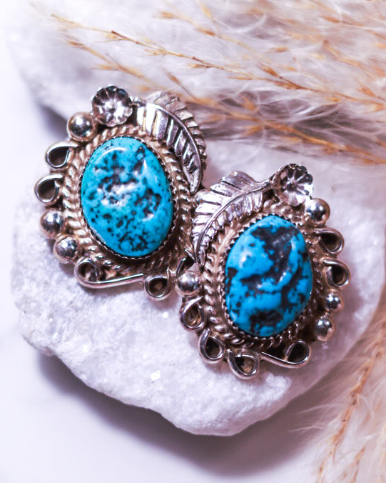 Turquoise Earrings - Smokin' Blues Turquoise