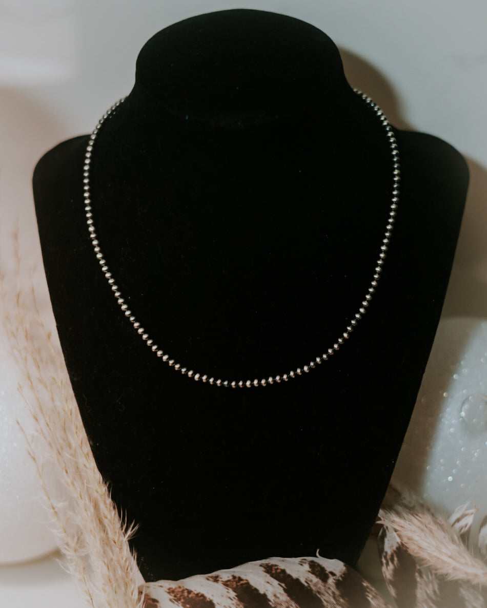 Navajo Pearl Necklace - 3MM 16” - Smokin' Blues Turquoise