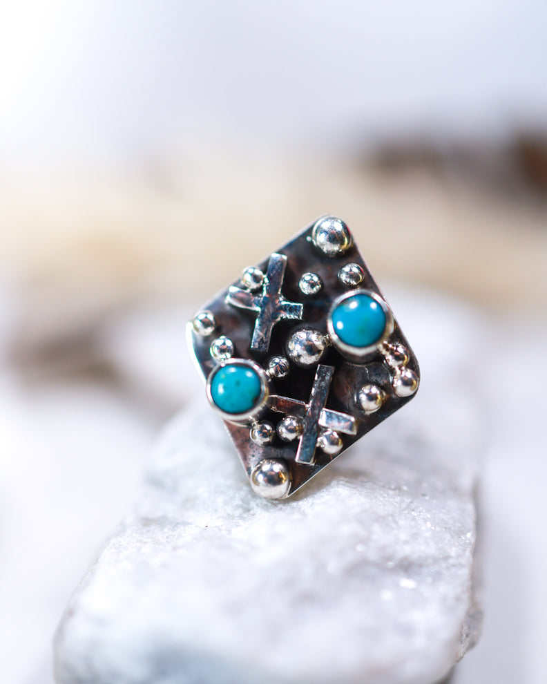 Turquoise Ring | Adjustable - Smokin' Blues Turquoise