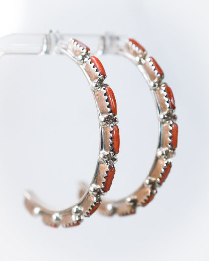 Coral Hoop Earrings - Smokin' Blues Turquoise