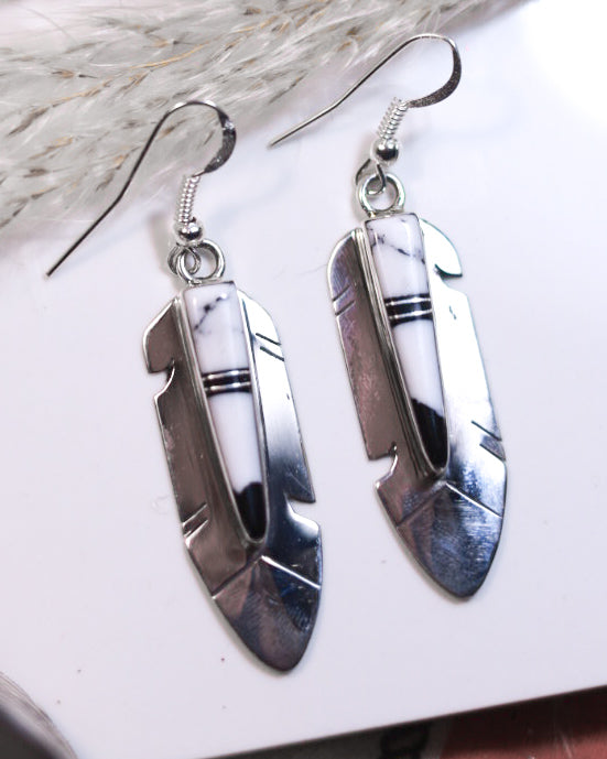 White Buffalo Earrings - Smokin' Blues Turquoise