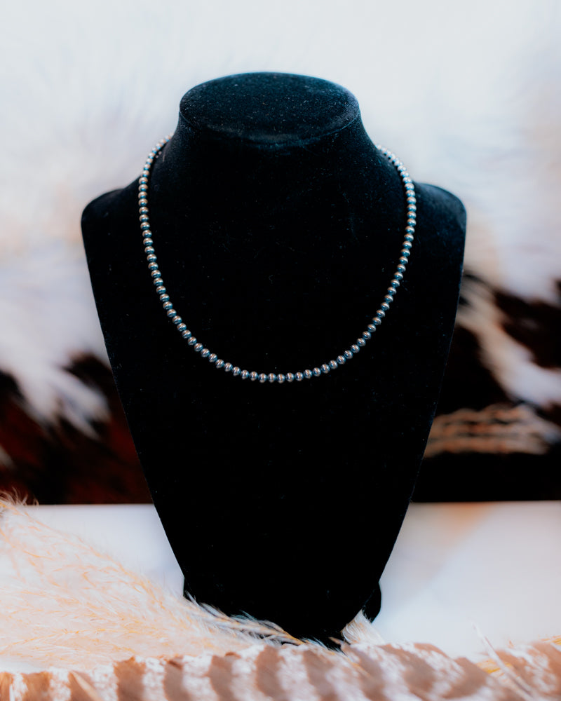 Navajo Pearl Necklace - 4MM 16" - Smokin' Blues Turquoise
