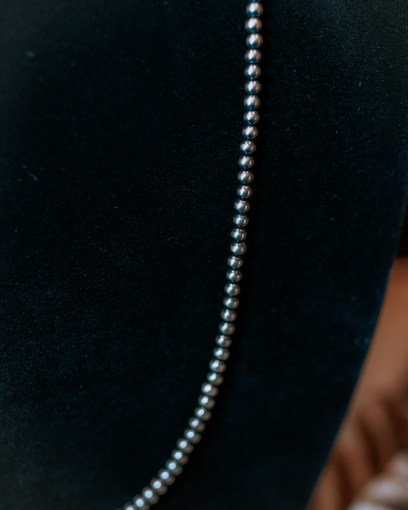 Navajo Pearl Necklace - 4MM 36" - Smokin' Blues Turquoise