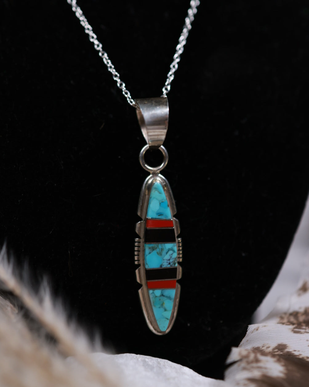 Turquoise Inlay Pendant - Smokin' Blues Turquoise