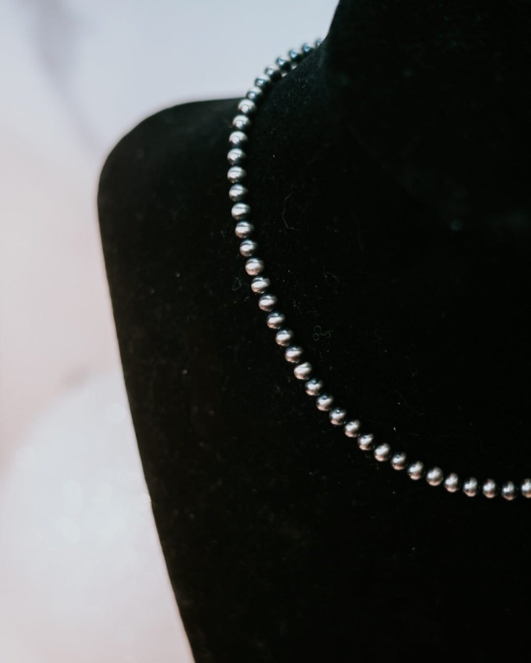 Navajo Pearl Necklace - 4MM 14” - Smokin' Blues Turquoise