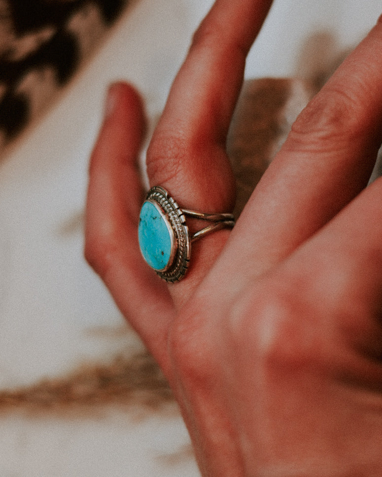 Turquoise Ring | Size 5 - Smokin' Blues Turquoise