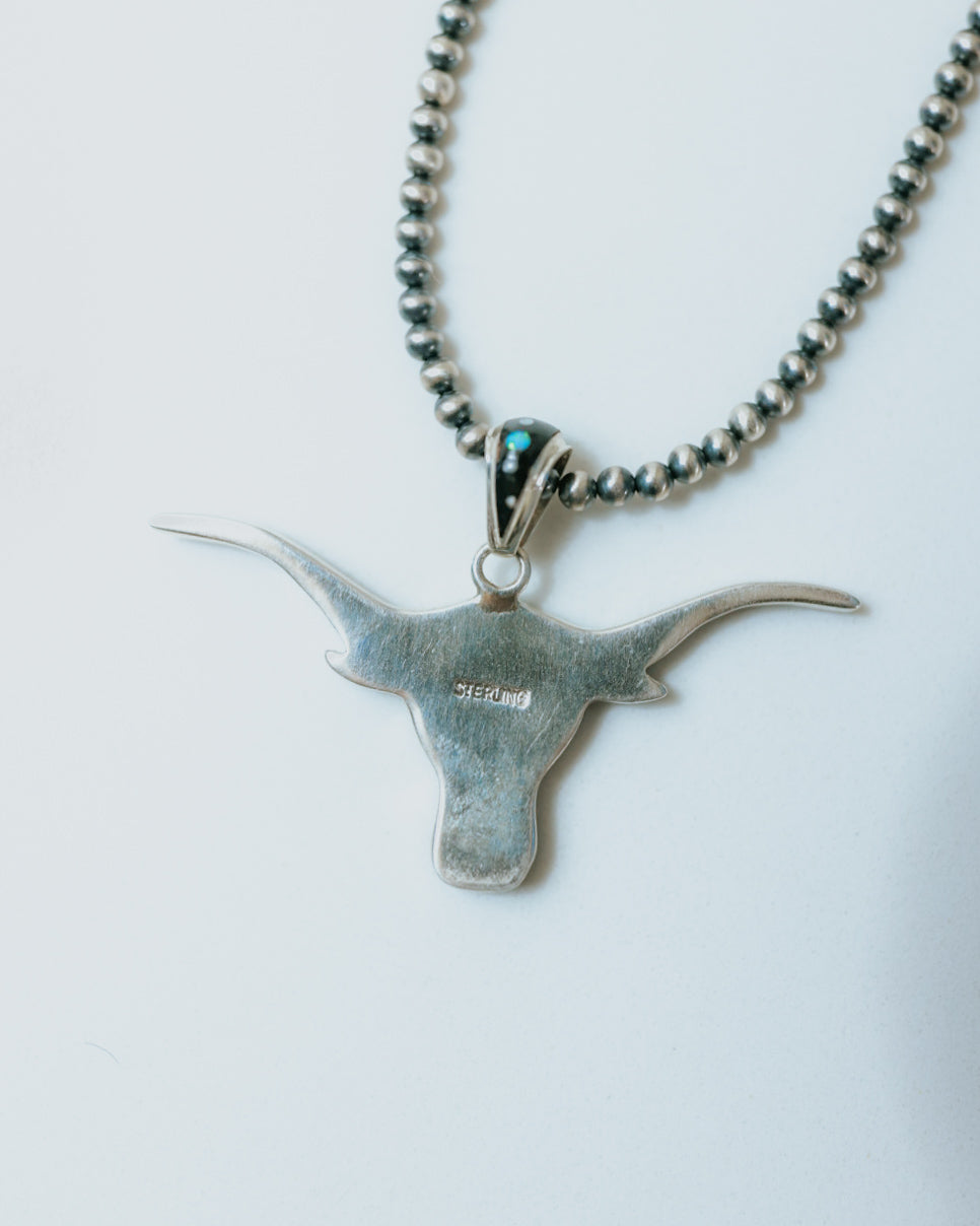 Zuni Longhorn Pendant - Smokin' Blues Turquoise