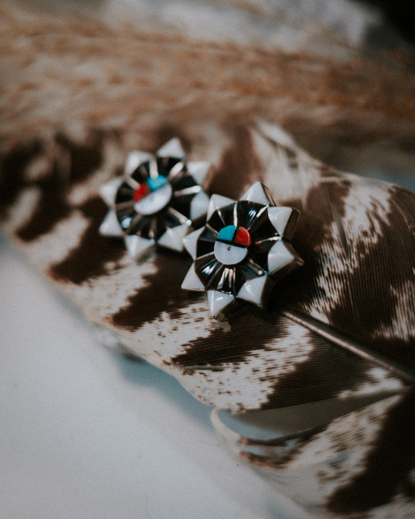 Zuni Earrings - Smokin' Blues Turquoise