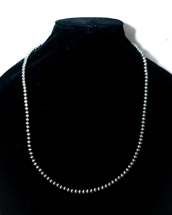 Navajo Pearl Necklace - 5MM 26” - Smokin' Blues Turquoise