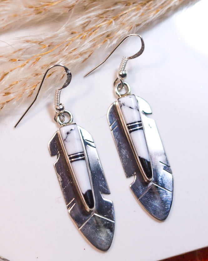 White Buffalo Earrings - Smokin' Blues Turquoise