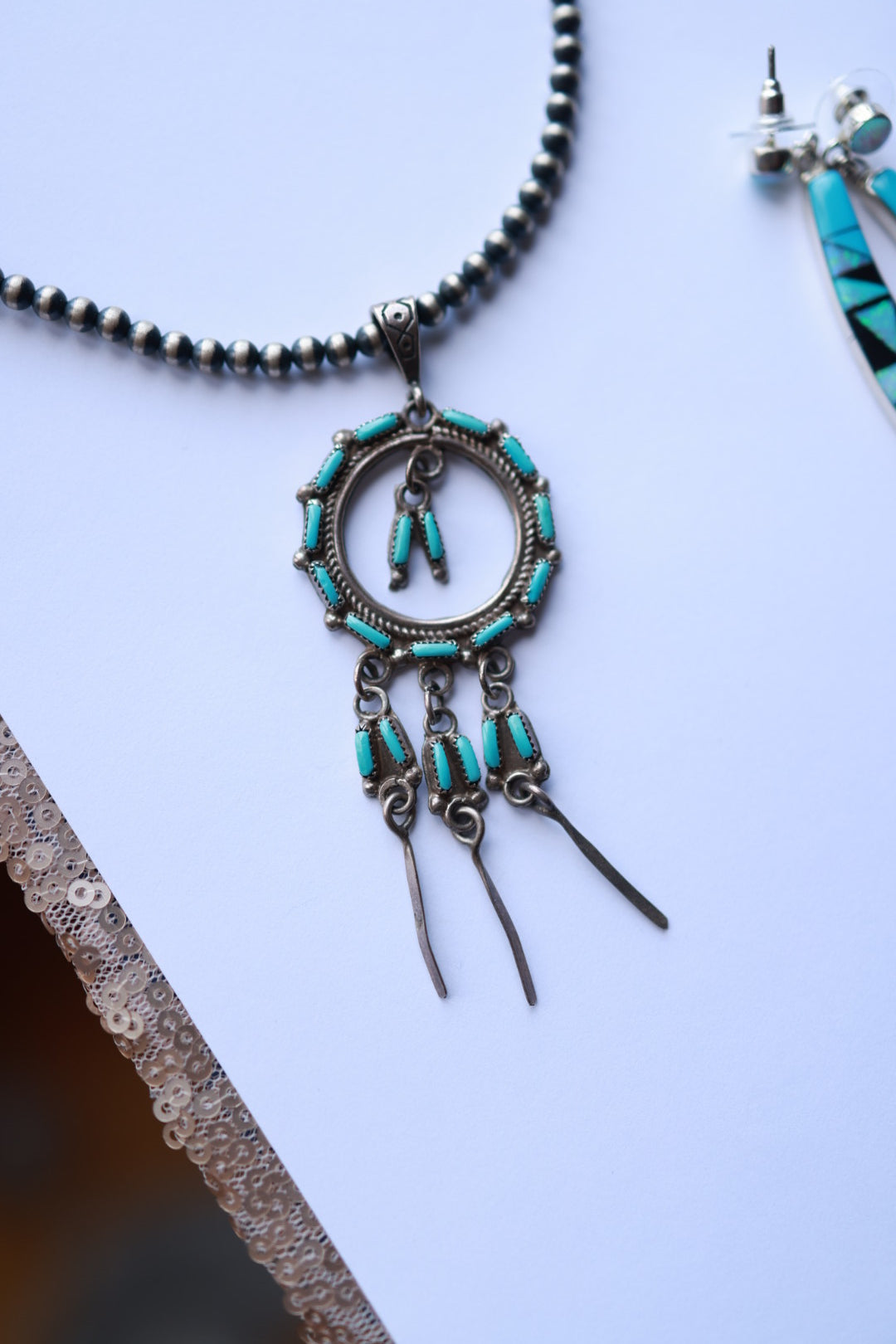 Dreamcatcher Necklace - Smokin' Blues Turquoise