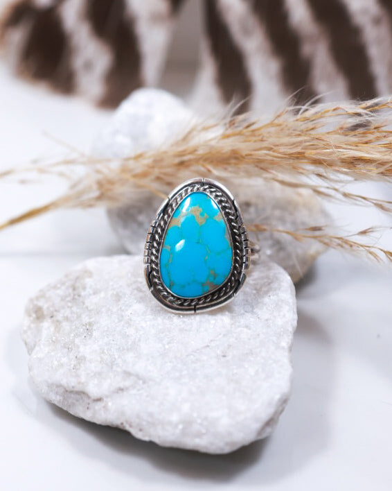 Turquoise Ring | Size 8.5 - Smokin' Blues Turquoise