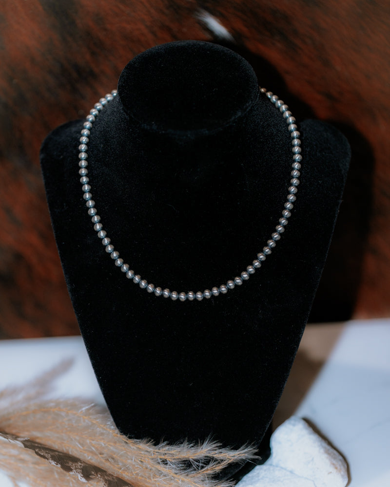 Navajo Pearl Necklace - 5MM 16" - Smokin' Blues Turquoise