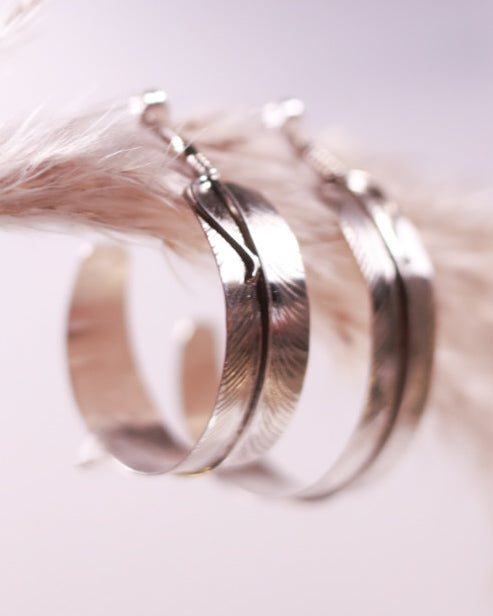 Sterling Feather Hoops - Smokin' Blues Turquoise