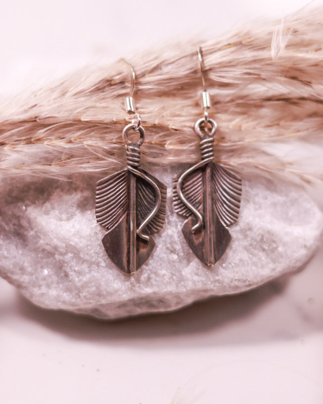 Sterling Feather Earrings - Smokin' Blues Turquoise