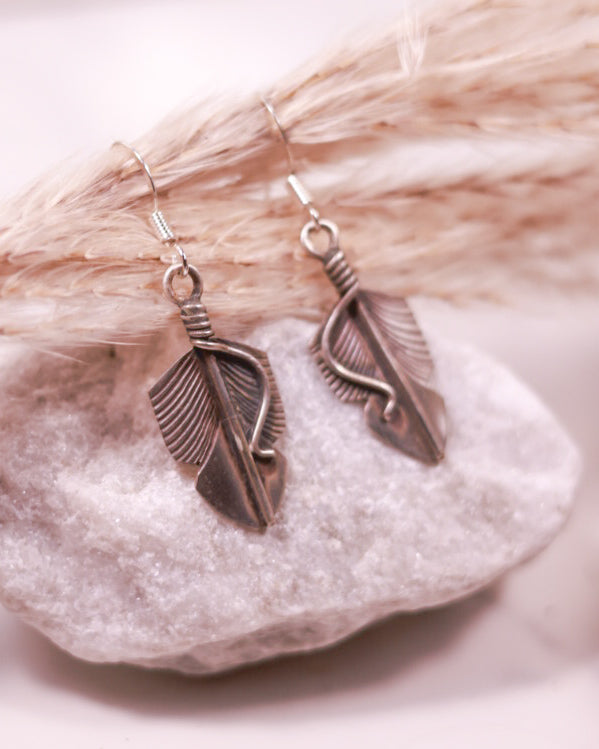Sterling Feather Earrings - Smokin' Blues Turquoise