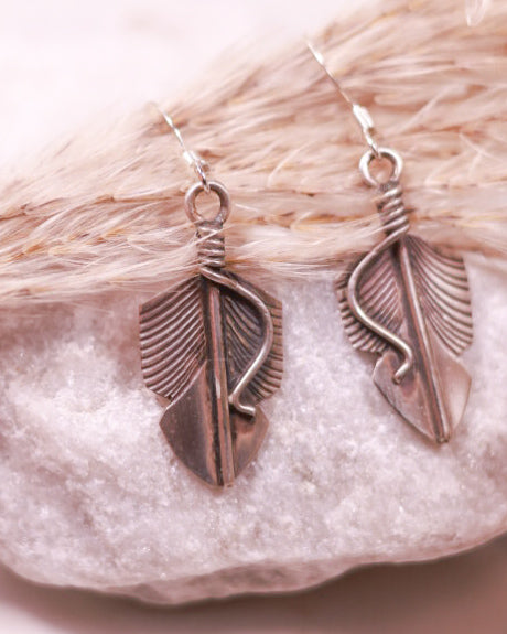 Sterling Feather Earrings - Smokin' Blues Turquoise