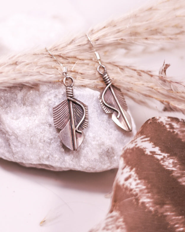 Sterling Feather Earrings - Smokin' Blues Turquoise