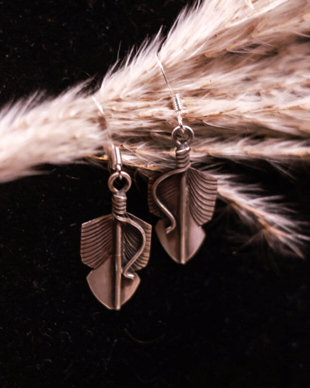 Sterling Feather Earrings - Smokin' Blues Turquoise