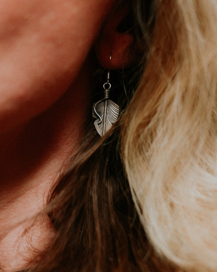 Sterling Feather Earrings - Smokin' Blues Turquoise