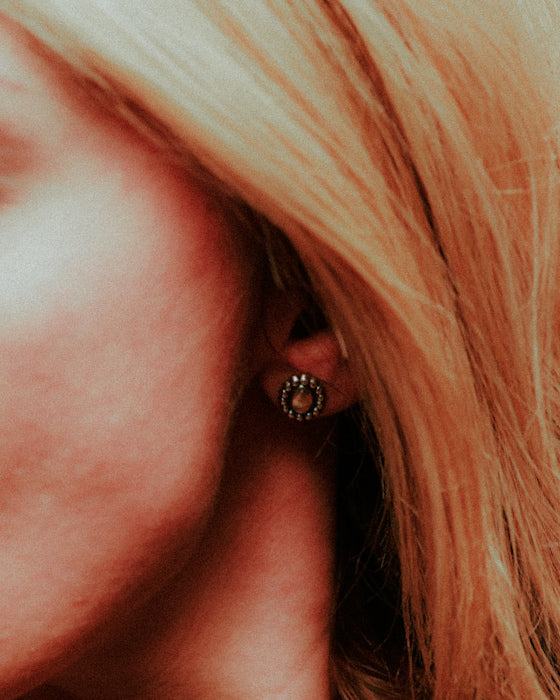 Sterling Silver Button Earrings - Smokin' Blues Turquoise