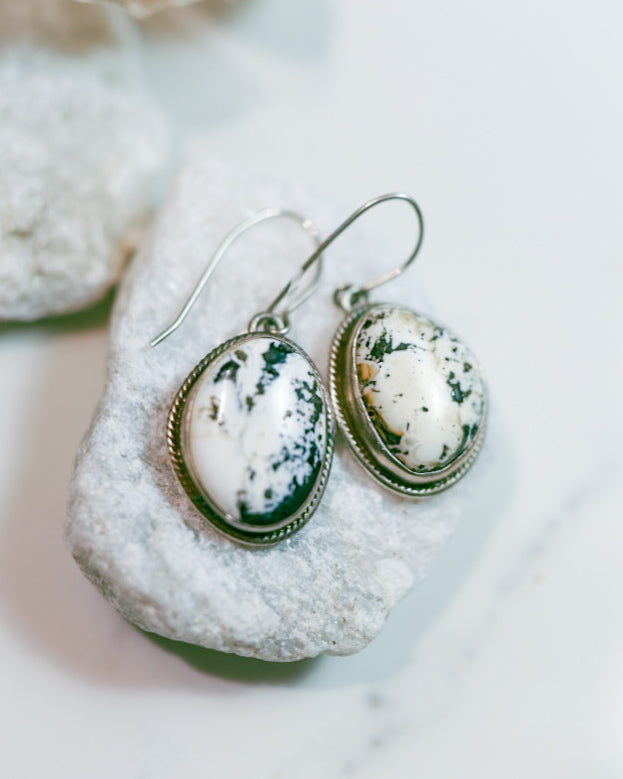 White Buffalo Earrings - Smokin' Blues Turquoise