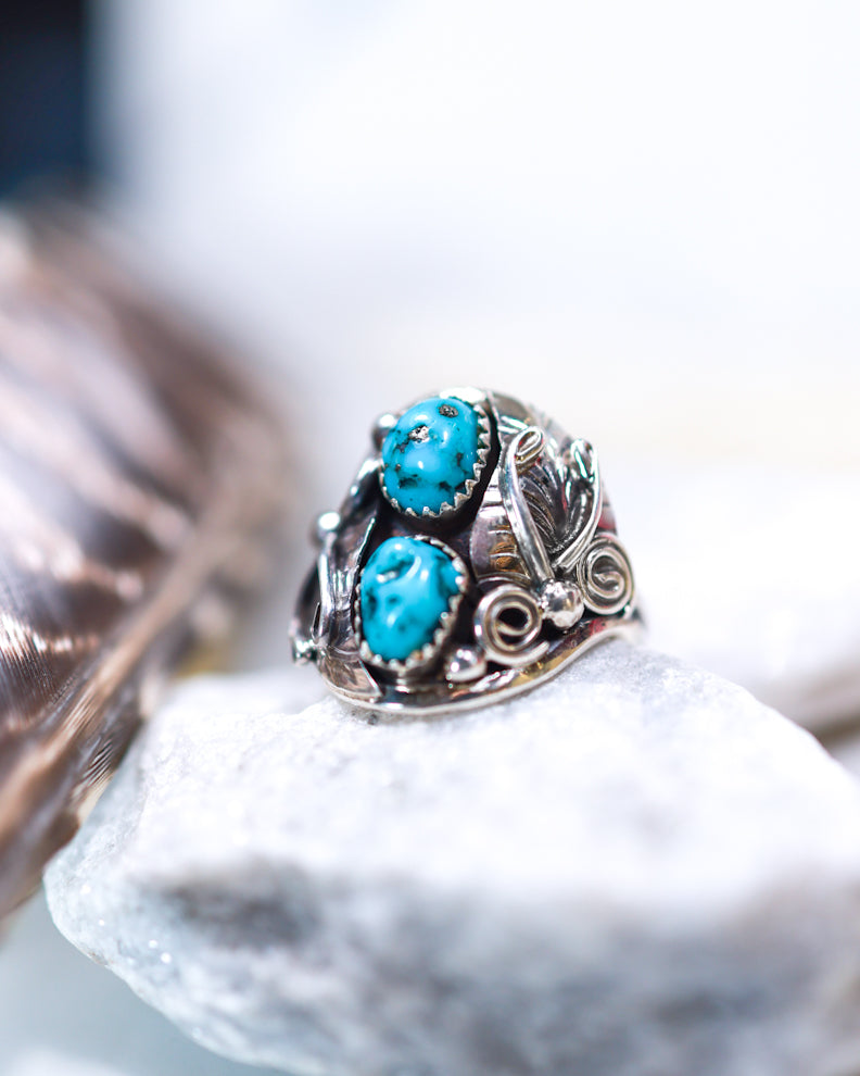 Turquoise Ring | Size 12 - Smokin' Blues Turquoise