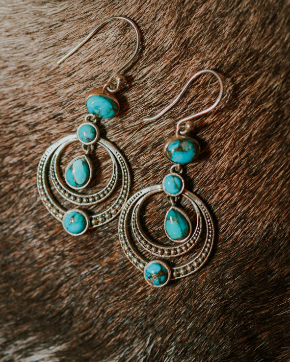 Turquoise earrings - Smokin' Blues Turquoise