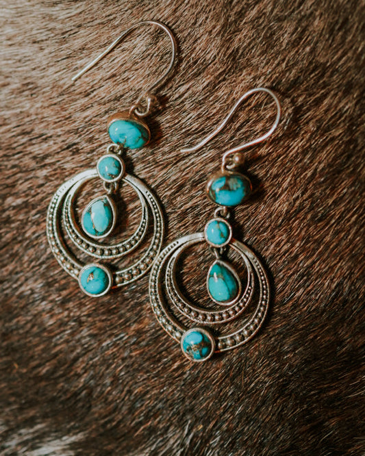Turquoise earrings - Smokin' Blues Turquoise