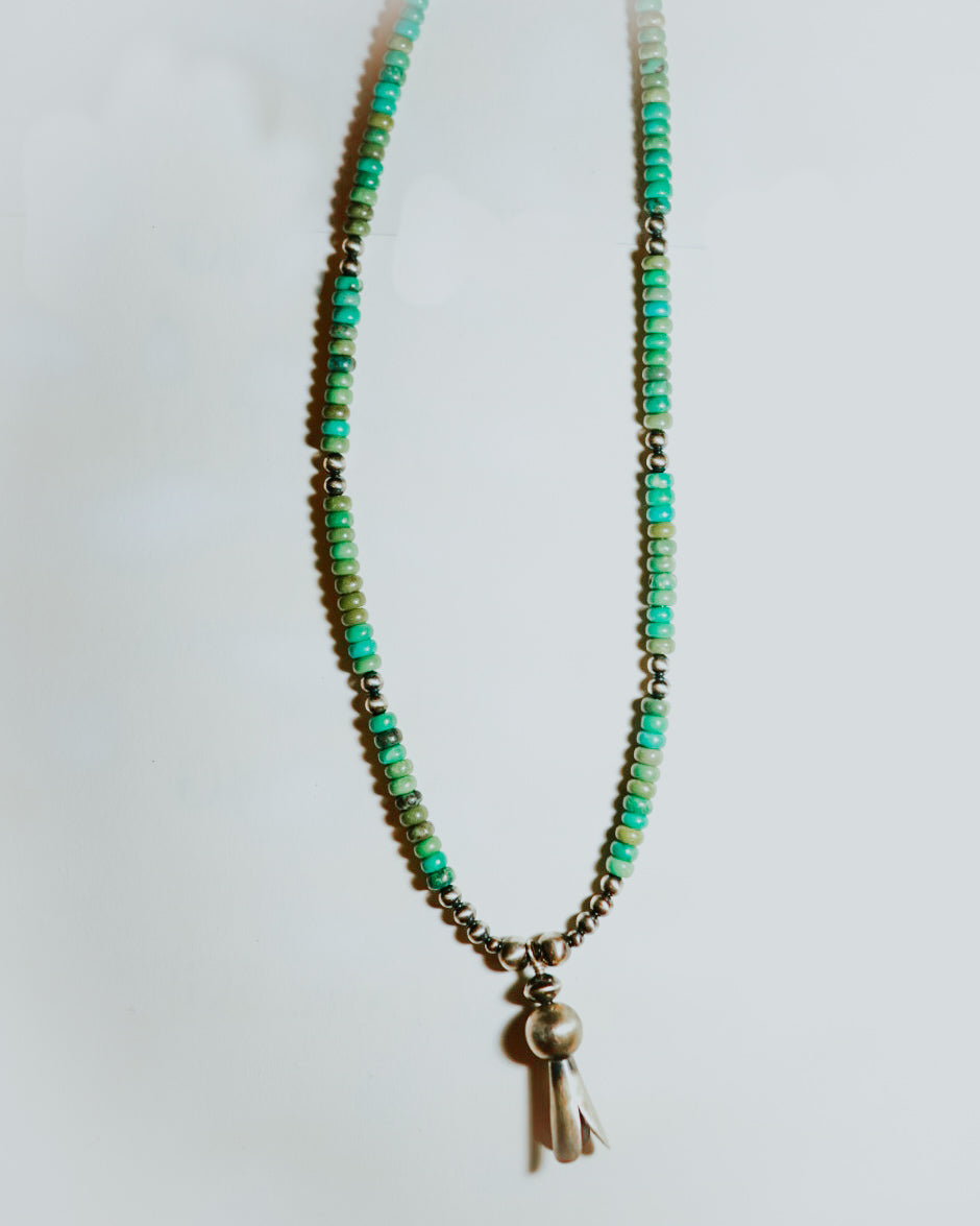 Navajo Pearl Necklace - Smokin' Blues Turquoise