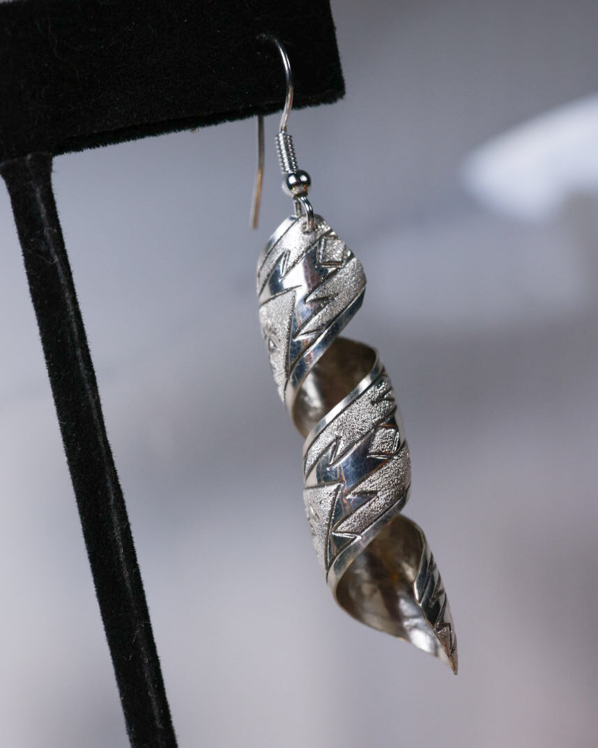 Sterling Twist Earrings - Smokin' Blues Turquoise