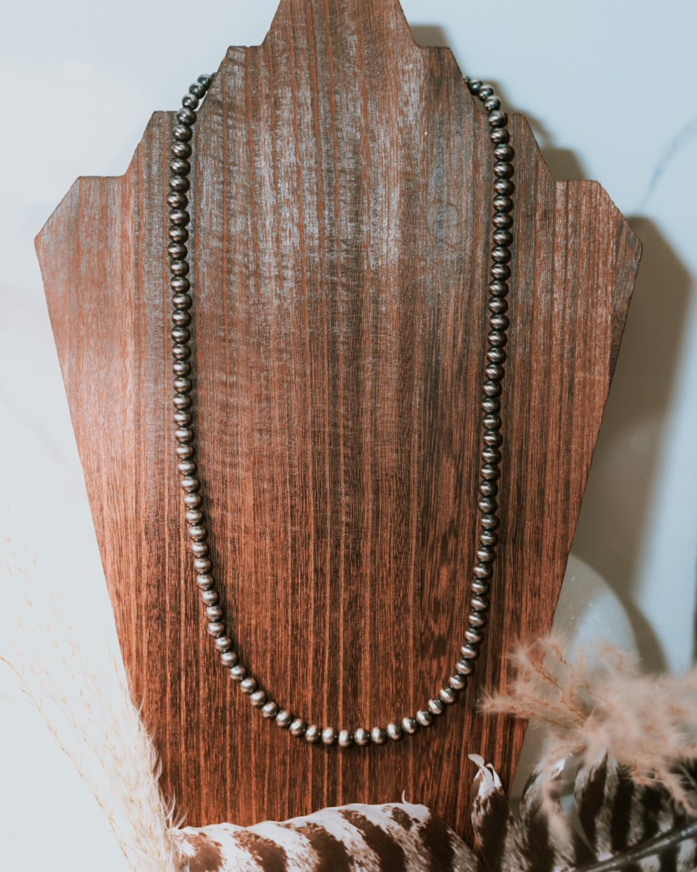 Navajo Pearl Necklace - 6MM 24” - Smokin' Blues Turquoise
