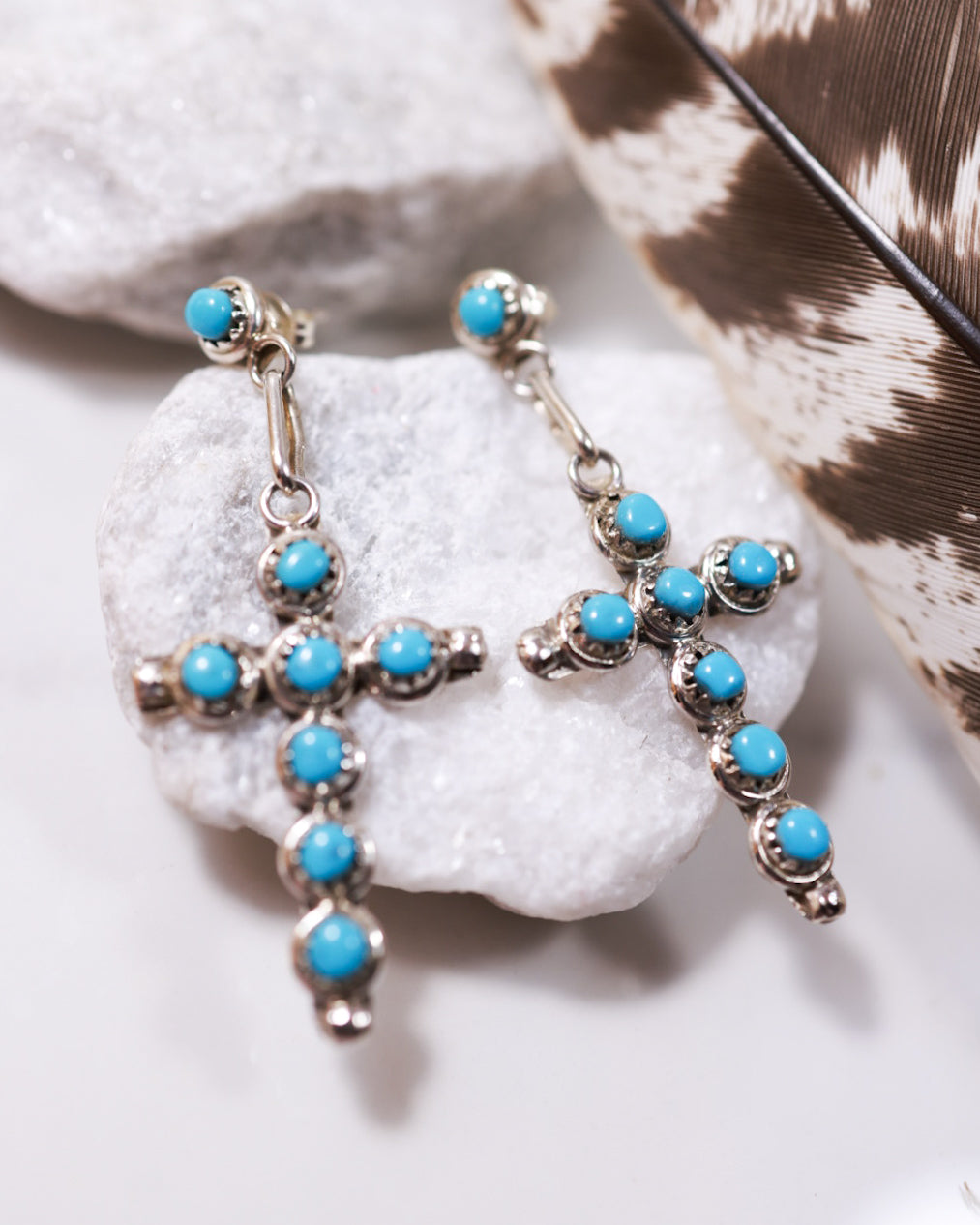 Turquoise Cross Earrings - Smokin' Blues Turquoise