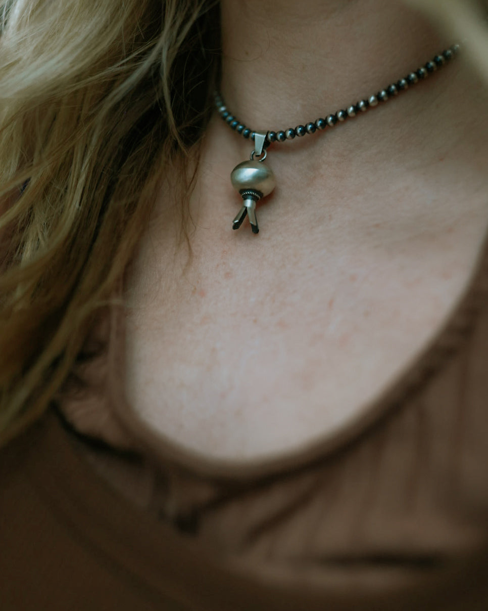 Sterling Bell Pendant - Smokin' Blues Turquoise