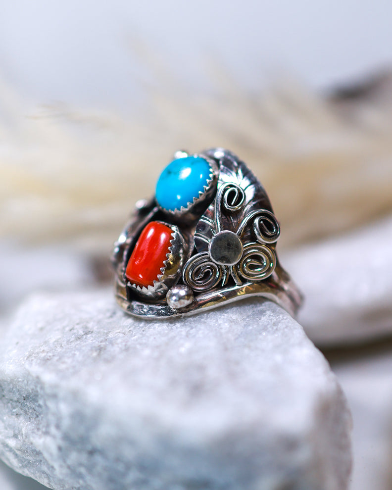 Turquoise Ring | Size 12.5 - Smokin' Blues Turquoise