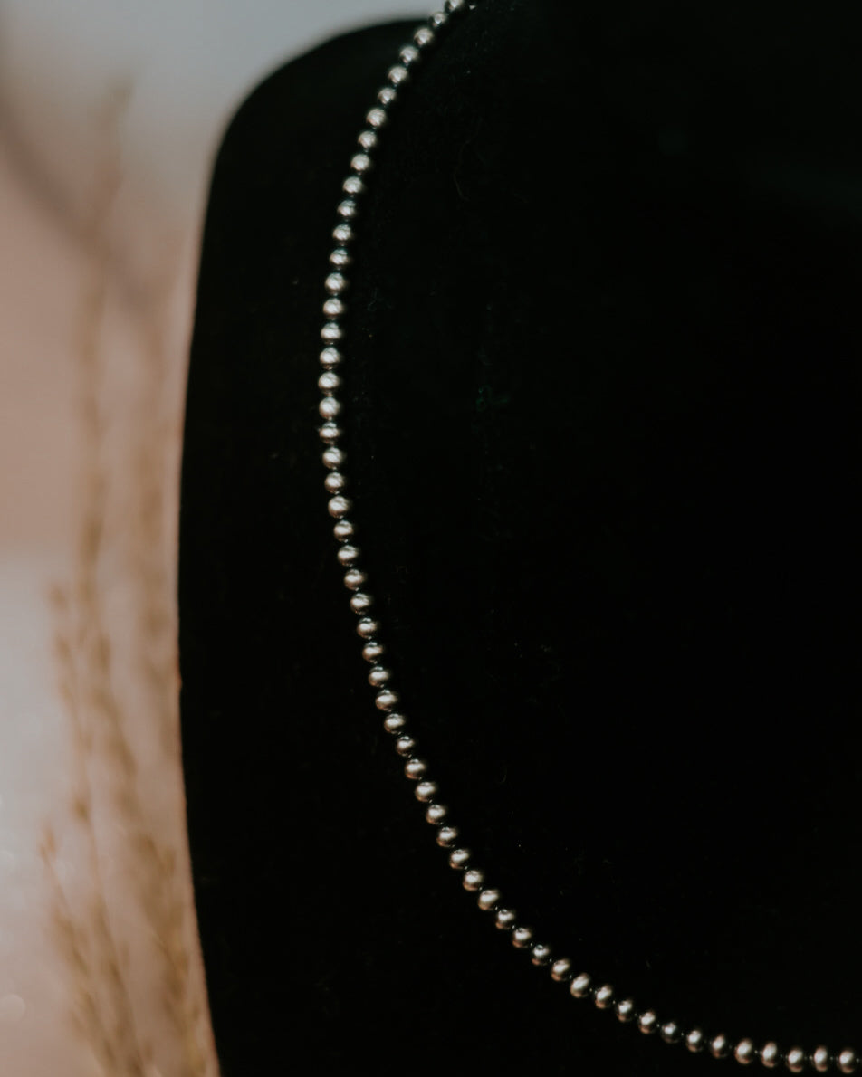 Navajo Pearl Necklace - 3MM 16” - Smokin' Blues Turquoise