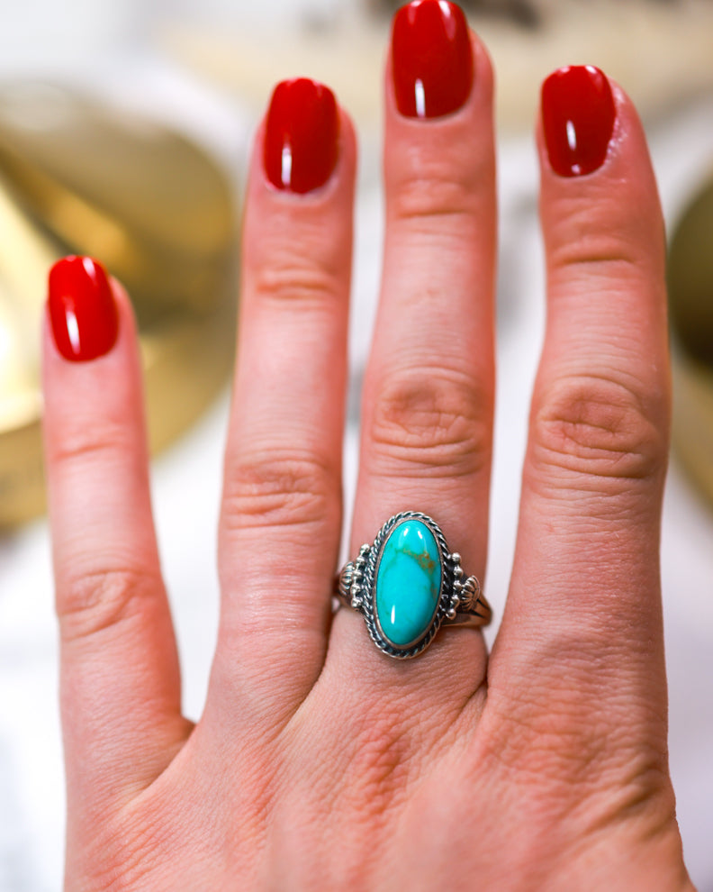 Turquoise Ring | Size 8.5 - Smokin' Blues Turquoise