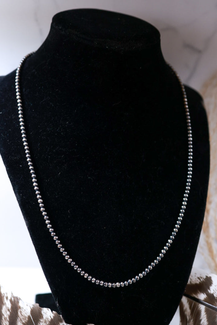 Navajo Pearl Necklace - 3MM 20” - Smokin' Blues Turquoise