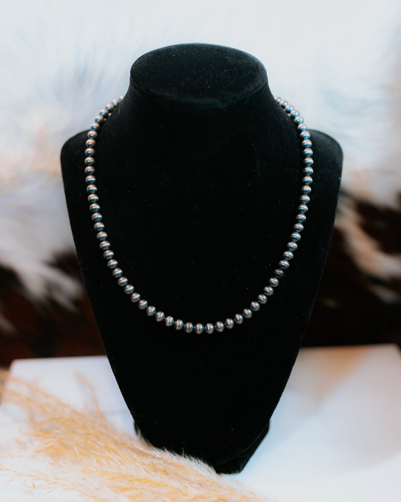Navajo Pearl Necklace - 6MM 18" - Smokin' Blues Turquoise