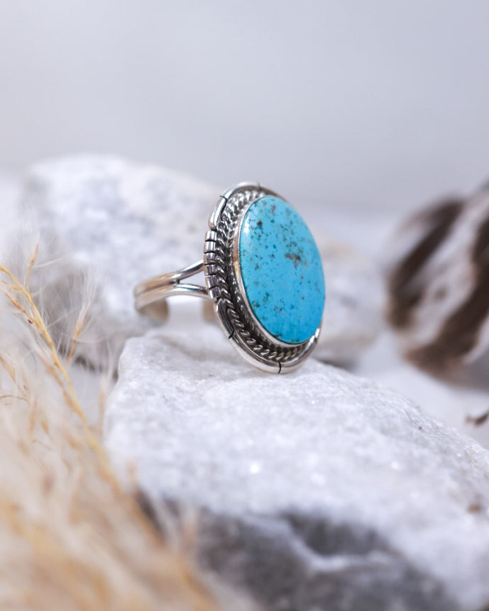Turquoise Ring | Size 8.5 - Smokin' Blues Turquoise