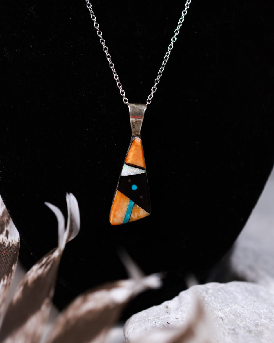 Zuni Inlay Pendant - Smokin' Blues Turquoise