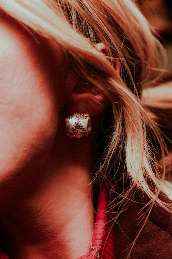 Sterling Silver Hoop Earrings - Smokin' Blues Turquoise